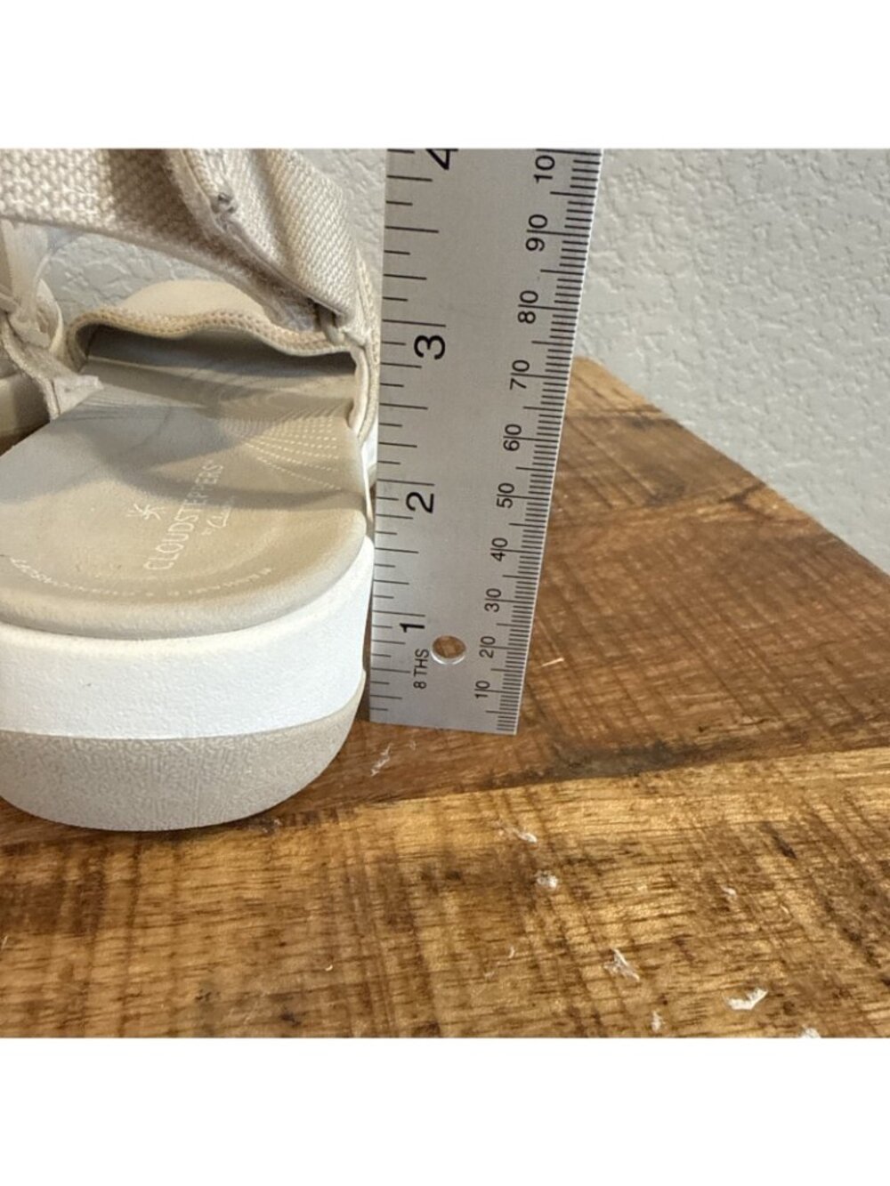 Clarks Cloud Steppers Women Sz 8.5 Sandals Hook Loop Tan Comfort Wedge - Picture 10 of 13